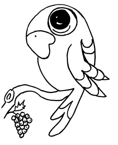 Funny Parrot on a Branch  Coloring page