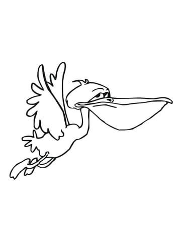 Funny Flying Pelican Coloring page