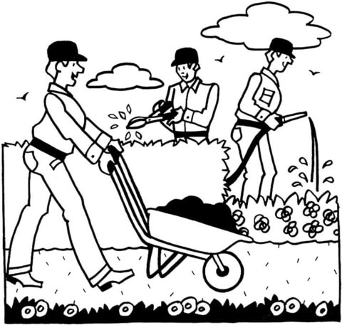 Gardeners Are Working  Coloring page