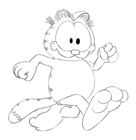 Garfield runs Coloring page