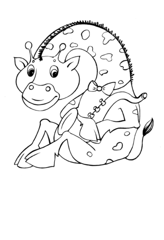 Cute Giraffe Sitting Coloring page