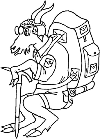 Goat Hiker  Coloring page