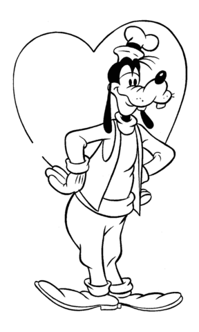 Goofy in Love  Coloring page