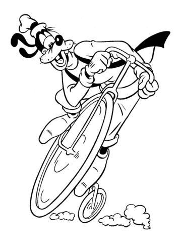 Goofy on a Bike Coloring page