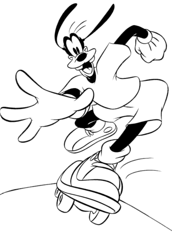 Goofy on a Skateboard Coloring page