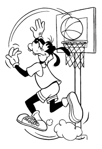 Goofy Playing Basketball Coloring page