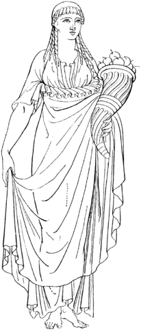 Greek Woman with Cornucopia  Coloring page