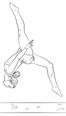 Gymnast on a beam Coloring page