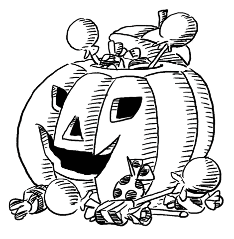 Halloween pumpkin with candies inside Coloring page