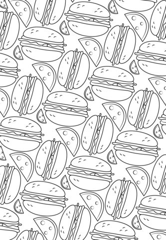 Hamburger Pattern Coloring page