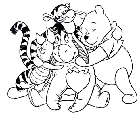 Hugging friends Coloring page