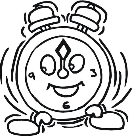 Smiling Alarm clock  Coloring page