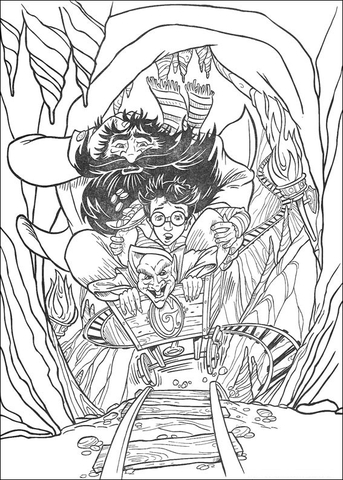 Harry Potter And Friends Ride Underground Cart  Coloring page