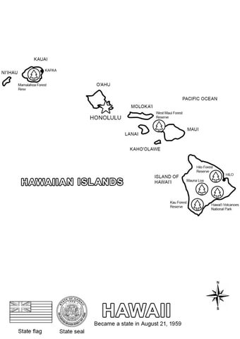 Hawaii Map Coloring page