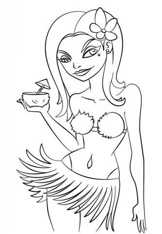 Hawaiian Girl Coloring page