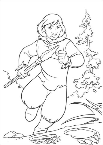 Inuit Is Running With Spear Coloring page