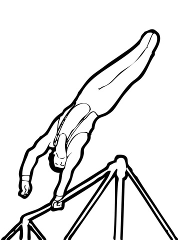 High Bar Gymnastics Coloring page