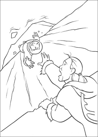 Falling down the mountain Coloring page