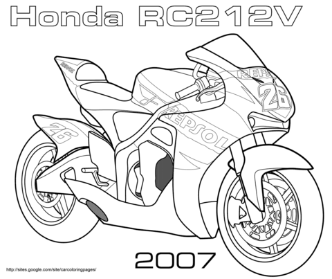 Honda RC212V Road Racing Bike Coloring page