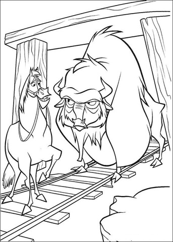 Horse And Buffalo  Coloring page