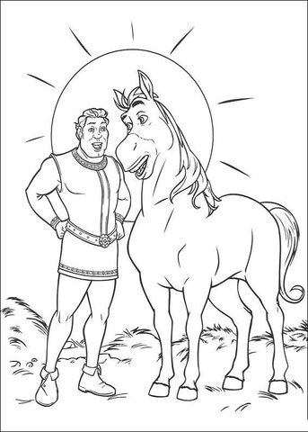 Horse And Shrek  Coloring page