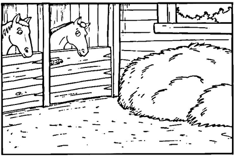 Horses in the Stable Coloring page