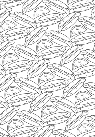 Hot Dog Pattern Coloring page