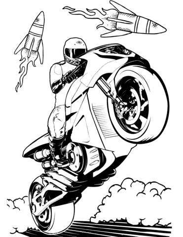 Hot Wheels Motorcycle Coloring page