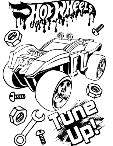 Hot Wheels Tune up Coloring page