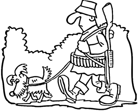 Hunter and Dog  Coloring page