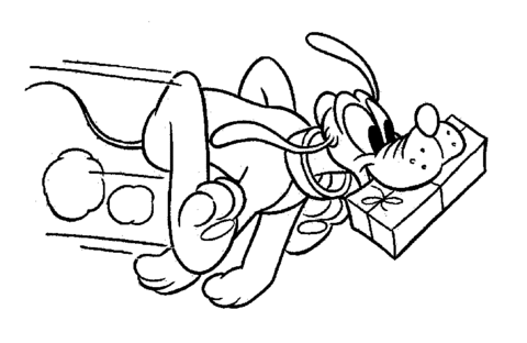 Pluto Running With a Present Coloring page