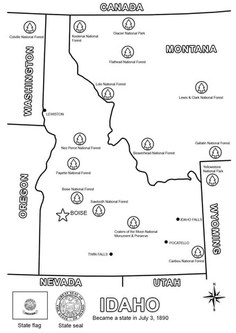 Idaho Map Coloring page