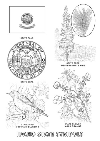 Idaho State Symbols Coloring page