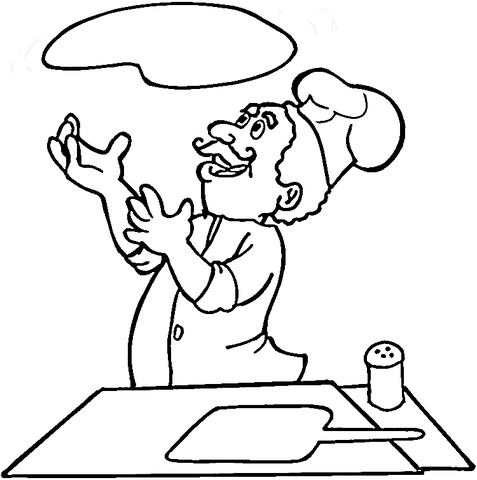 Italian is cooking pizza  Coloring page