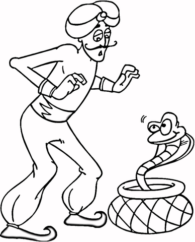 Indian Man And Cobra  Coloring page