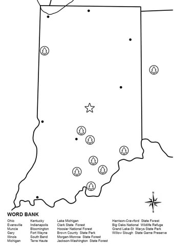 Indiana Map Worksheet Coloring page