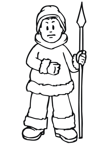 Inuit Hunter Coloring page