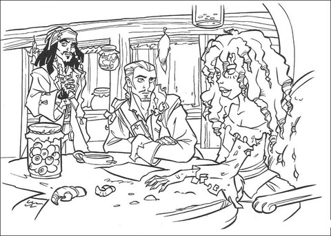 Jack, Will and Tia Dalma Coloring page