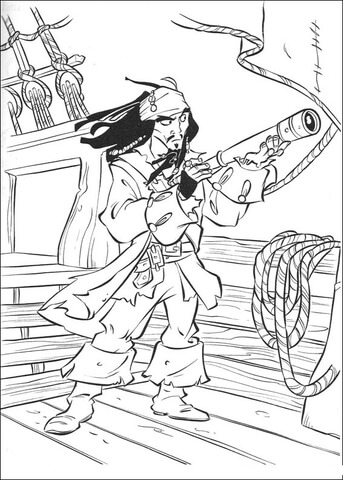 Jack Pirate with binoculars Coloring page