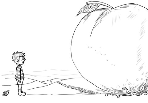 James, Snail and Giant Peach Coloring page