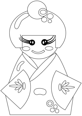 Japanese Doll Coloring page