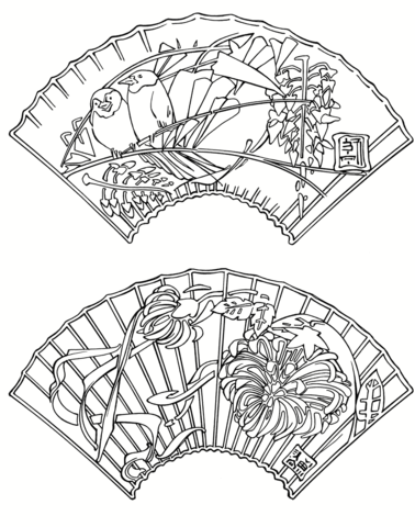 Japanese Fans Coloring page