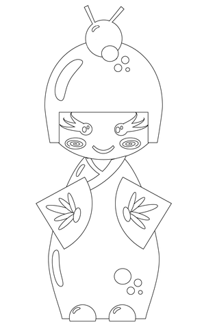 Japanese Traditional Doll Coloring page