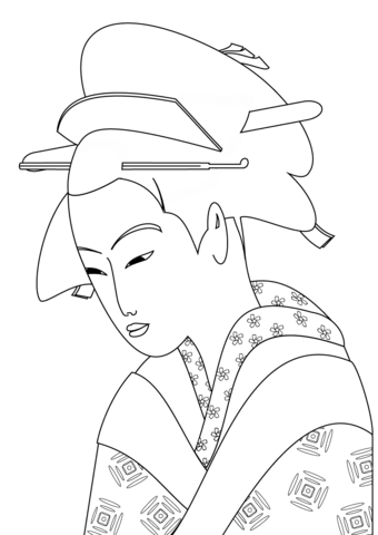 Japanese Woman Portrait Coloring page