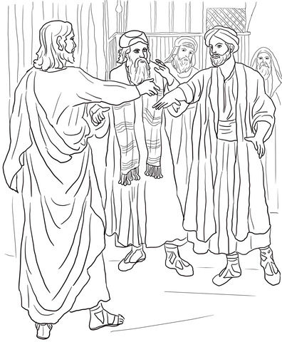 Jesus Heals a Man with a Withered Hand Coloring page