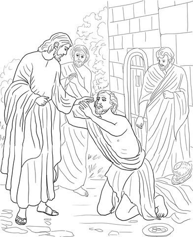 Jesus Heals Blind Bartimaeus Coloring page