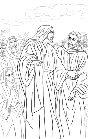 Jesus Heals the Bleeding Woman Coloring page