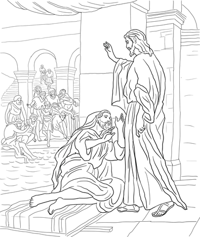 Jesus Heals the Man at the Pool of Bethesda Coloring page