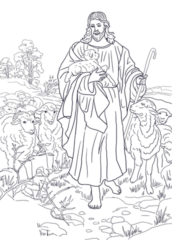 Jesus is the Good Shepherd Coloring page