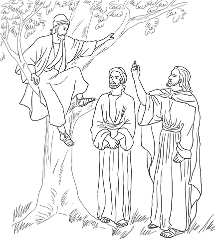 Jesus Meets Zacchaeus Coloring page